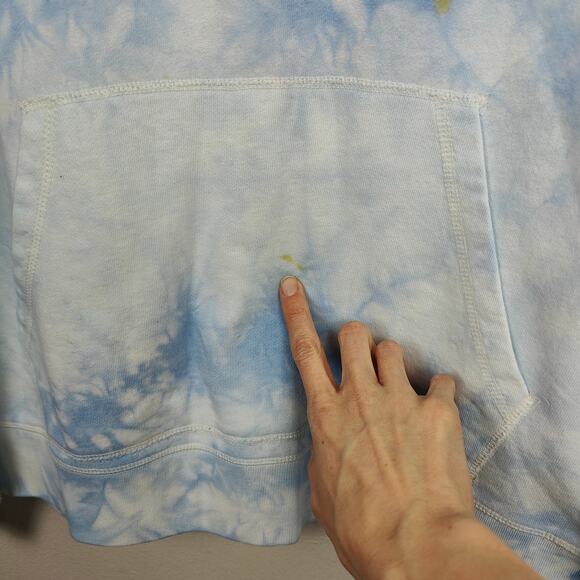 Faherty Tie Dye Hoodie Sweatshirt Mens Medium White Blue Pullover Cotton Terry - Picture 6 of 11